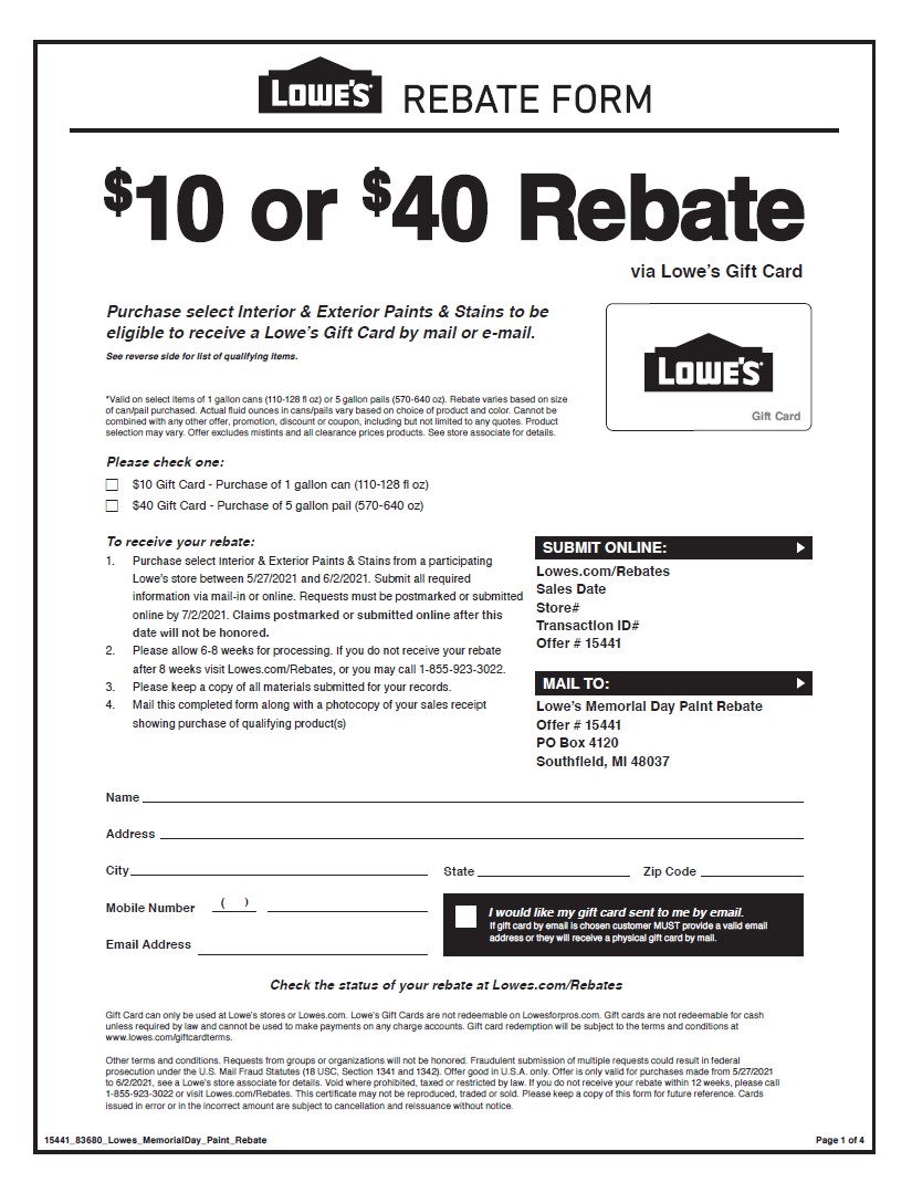 Lowes Rebate for Paint 2022