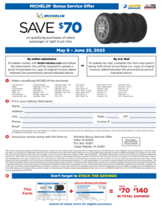 Printable Michelin Rebate Form