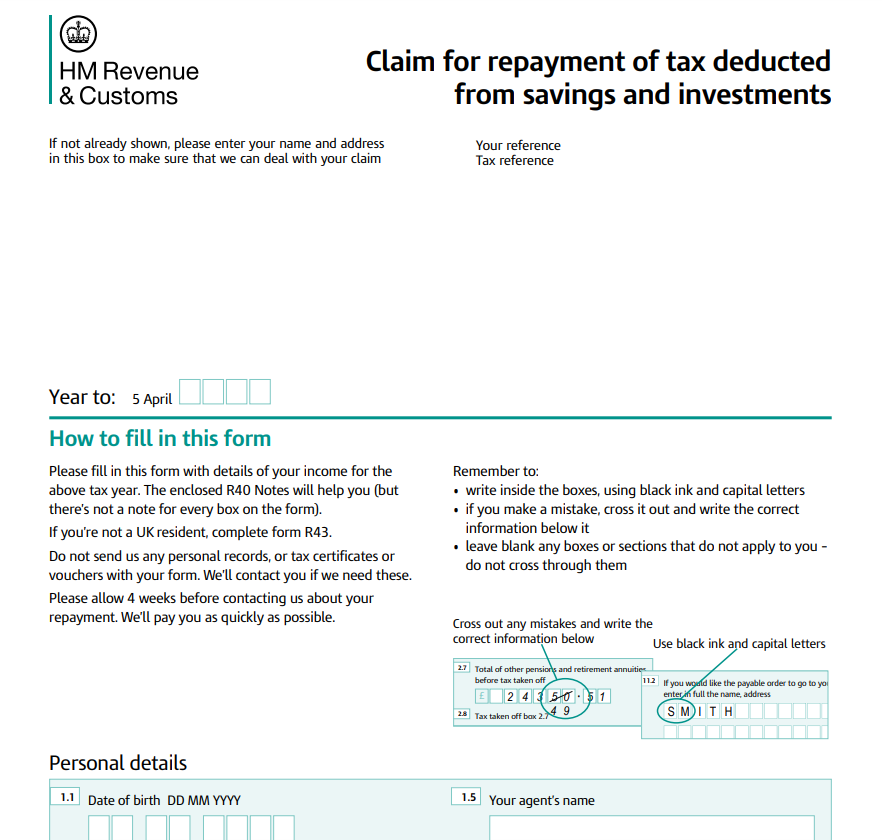 HMRC Tax Rebate Form