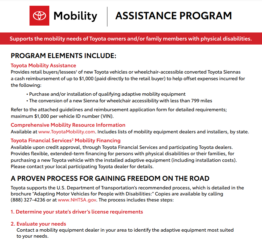 Toyota Mobility Rebate Form