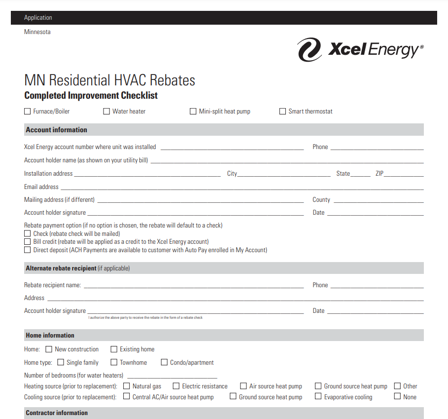 Xcel Energy Rebate Form