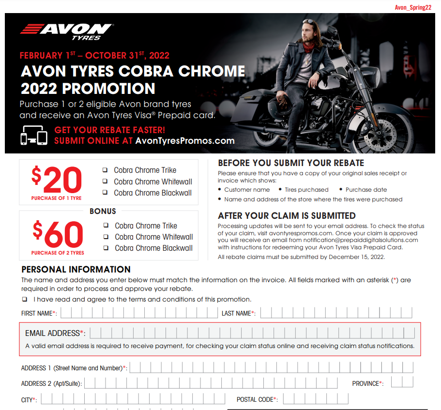 Avon Tires Rebate