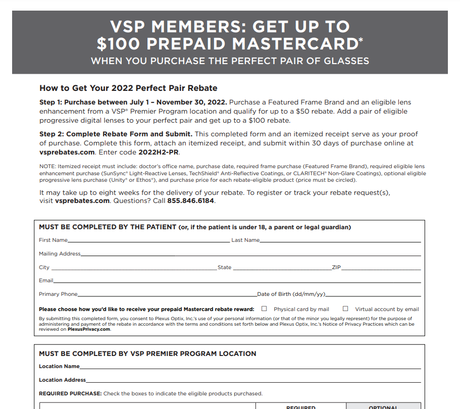 VSP Rebate Form 2023