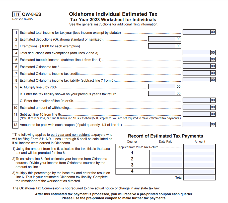 Oklahoma Tax Rebate 2023
