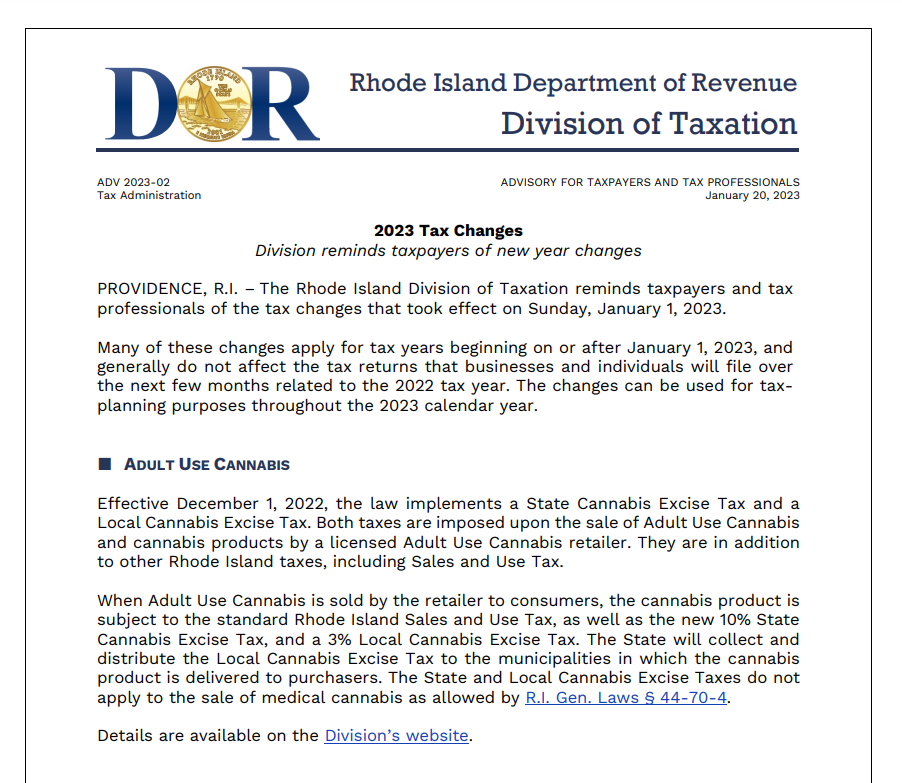 Rhode Island Tax Rebate 2023