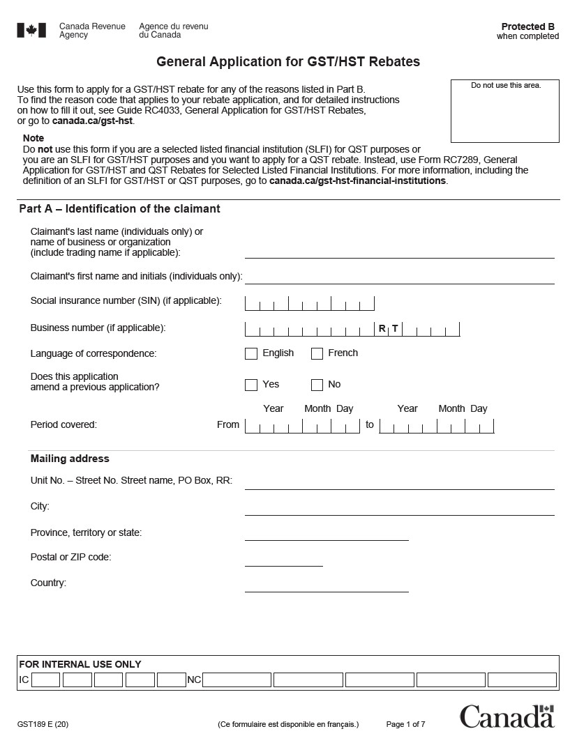 GST Refund Declaration Form Printable Rebate Form