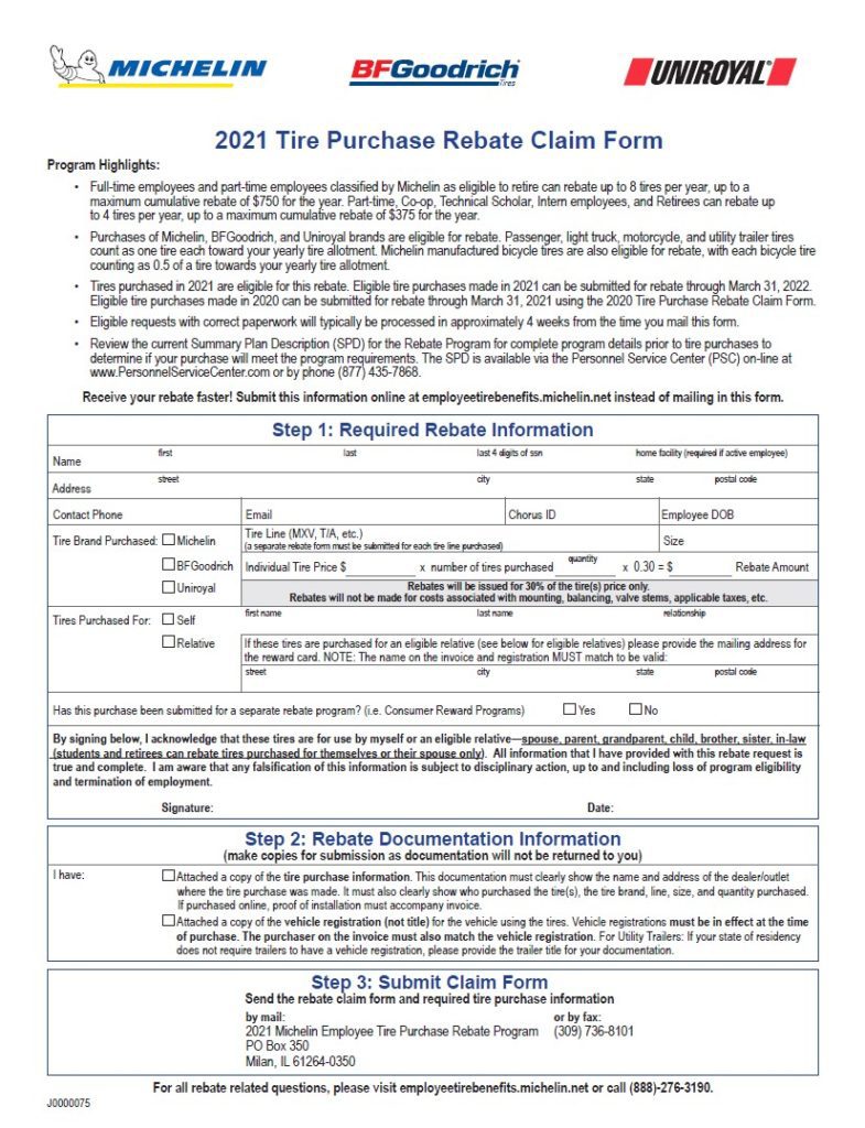 Michelin Rebate Status Printable Rebate Form