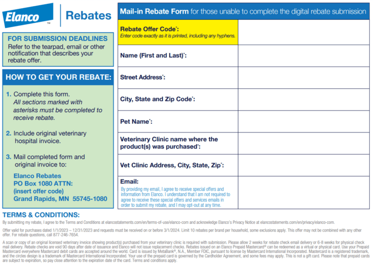 Trifexis Rebate Form 2024 PrintableRebateForm