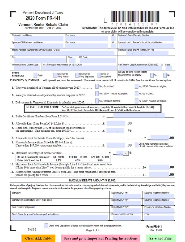 Renters Rebate Form Printable Rebate Form