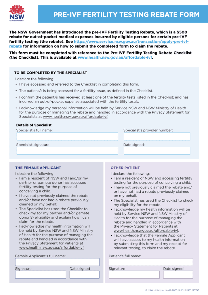 IVF Printable Rebate Form