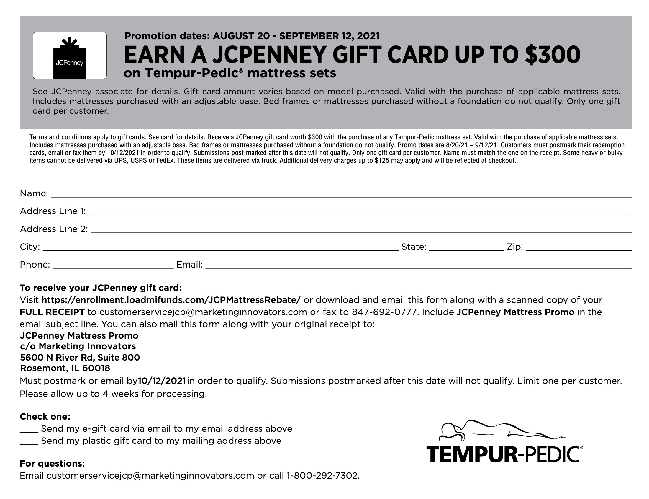 JCPenney Rebate Form 2024 $300 Gift Card