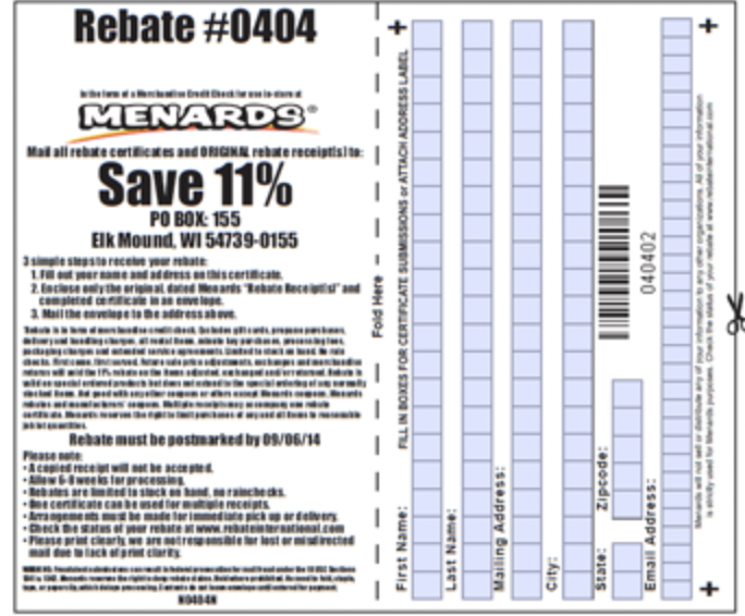 Printable Menards Rebate Form 2024 January Rebates 
