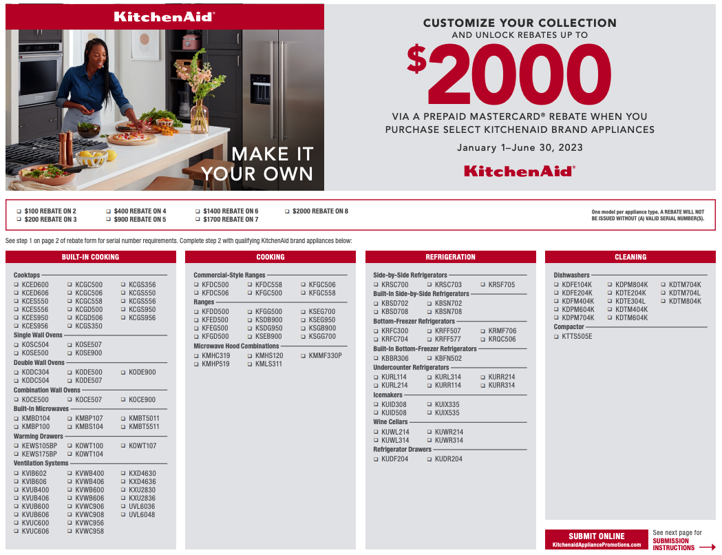 KitchenAid Rebate Form 2023