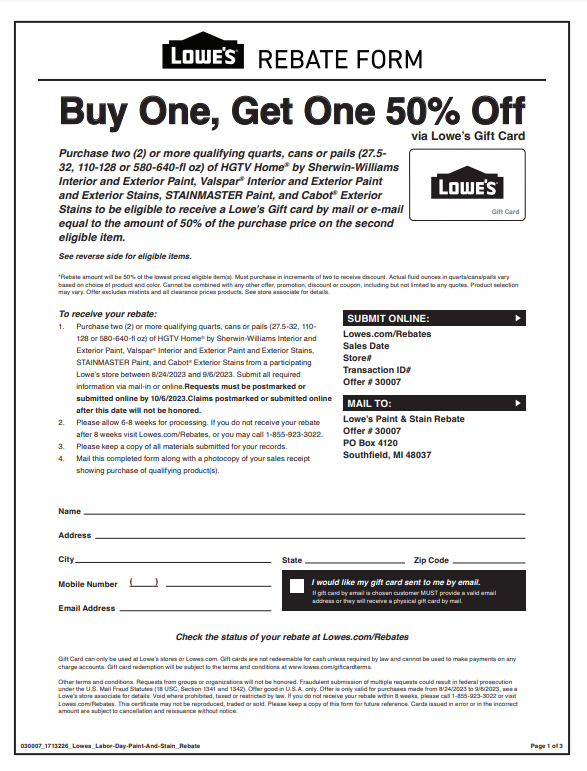 Lowes Rebate for Paint 2024