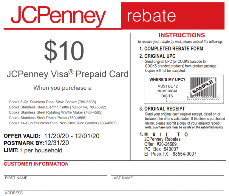 Jcpenney Rebates Printable Rebate Form