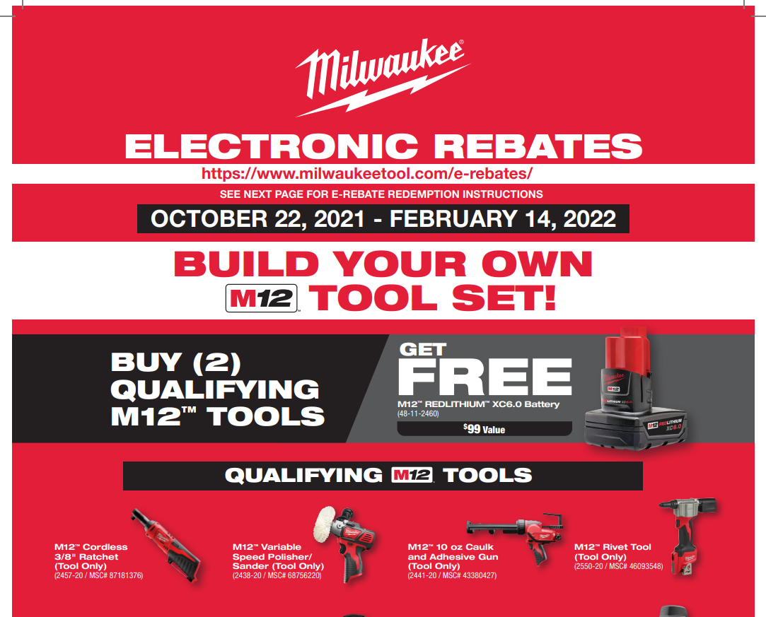 Milwaukee Tool Rebates Printable Rebate Form