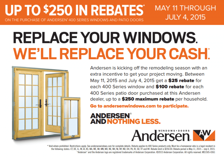 Andersen Windows Rebates Arizona Printable Rebate Form
