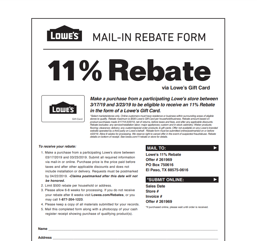 Blank Menards Rebate Form Copy Printable Rebate Form