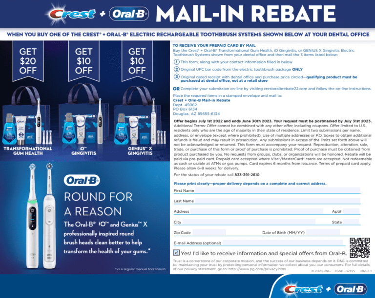 Oral B Rebate Form 2023 Printable Rebate Form