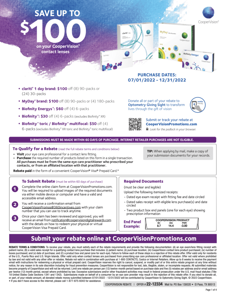 1800 Contacts Rebate Form Biofinity