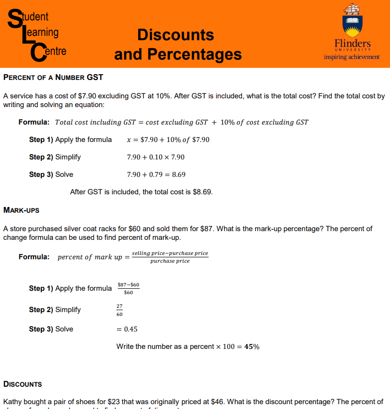 How To Discount Percentage Formula