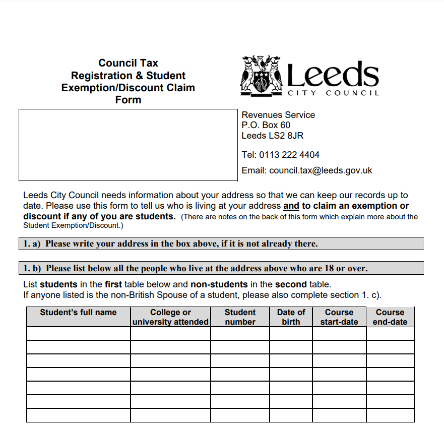 Leeds Council Tax Rebate Form