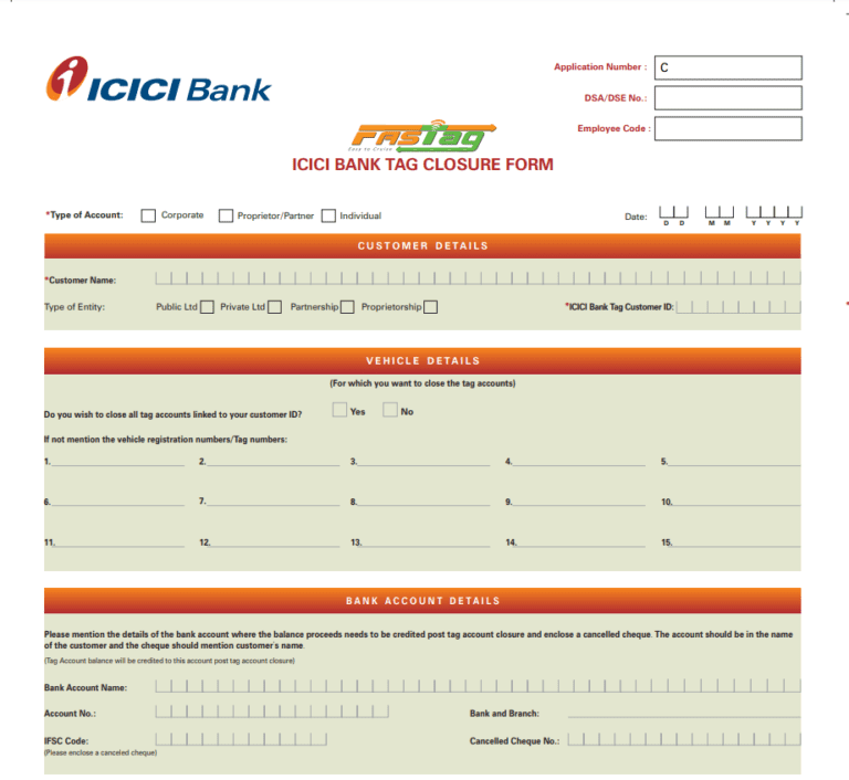 Refund Form Icici Fastag - Printablerebateform.net