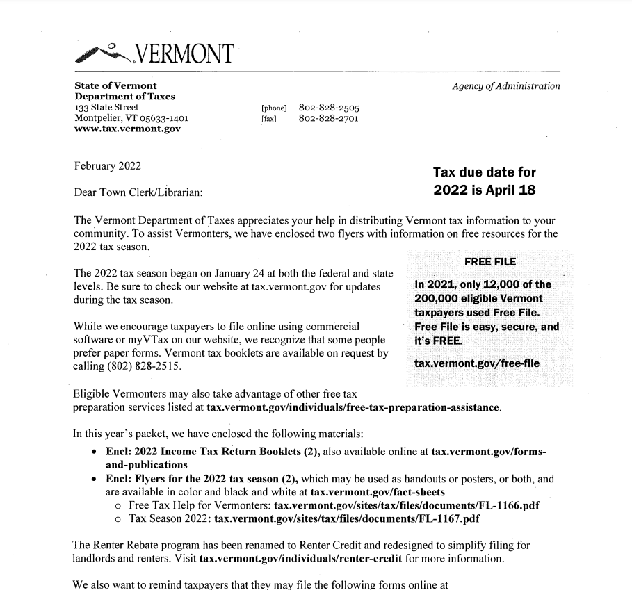 VT Renters Printable Rebate Form