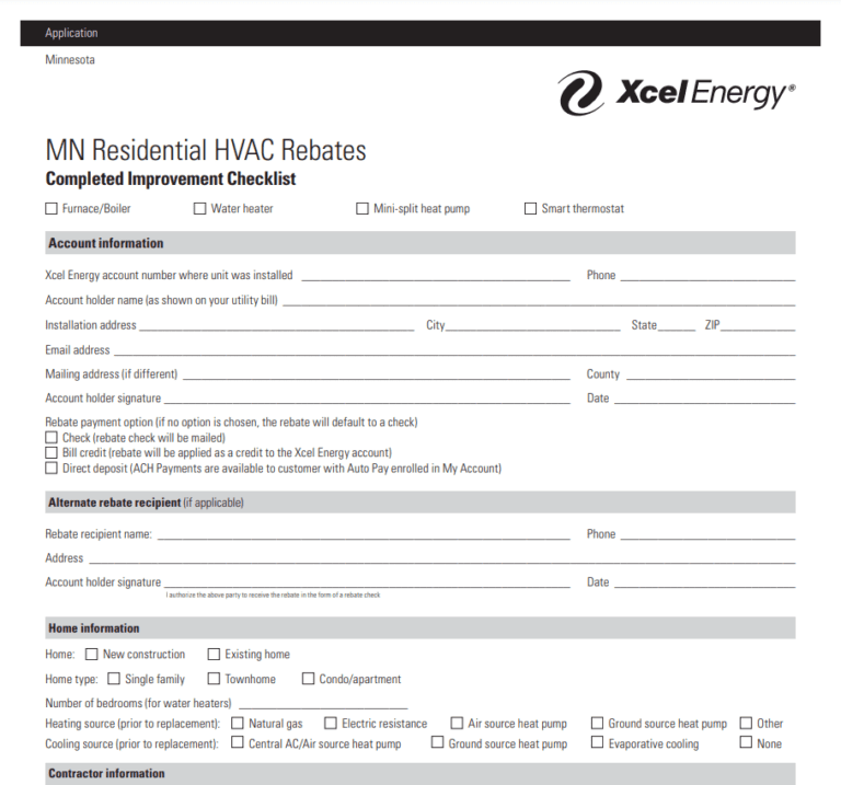 Xcel Energy Rebate Form Printable Rebate Form