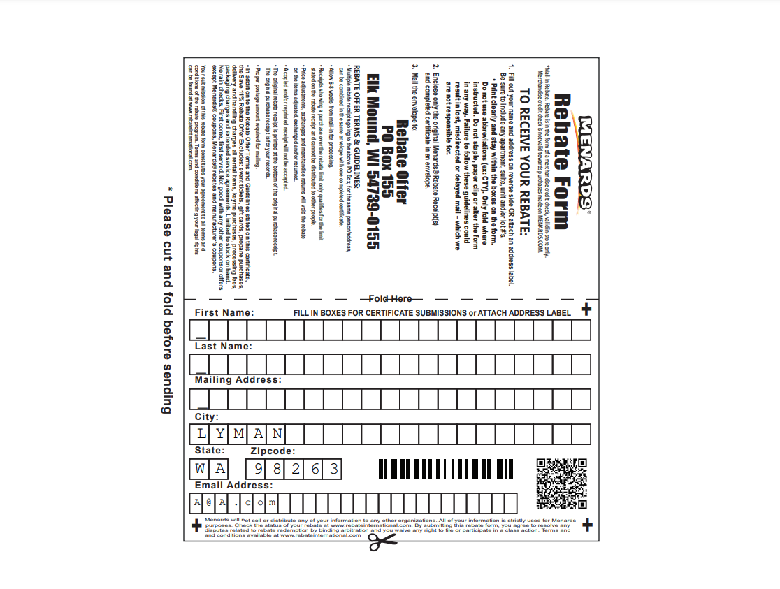 Menards Printable Rebate Form