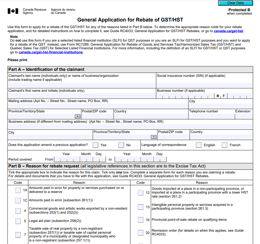 How To Fill Out Hst Rebate Form By State Printable Rebate Form