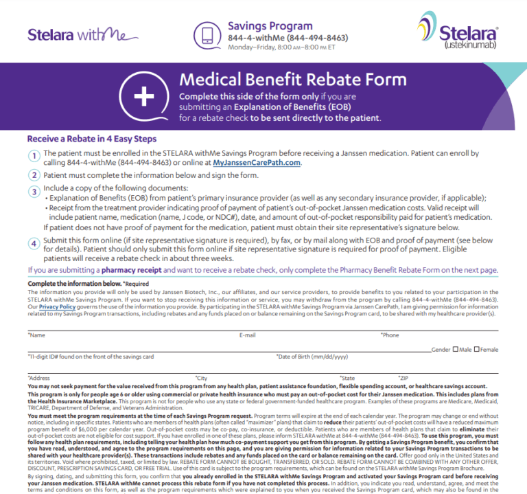 Stelara Pharmacy Rebate Form