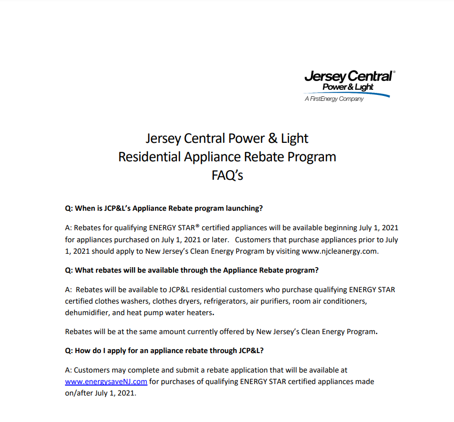 NJ Clean Energy Rebate Form Email Printable Rebate Form