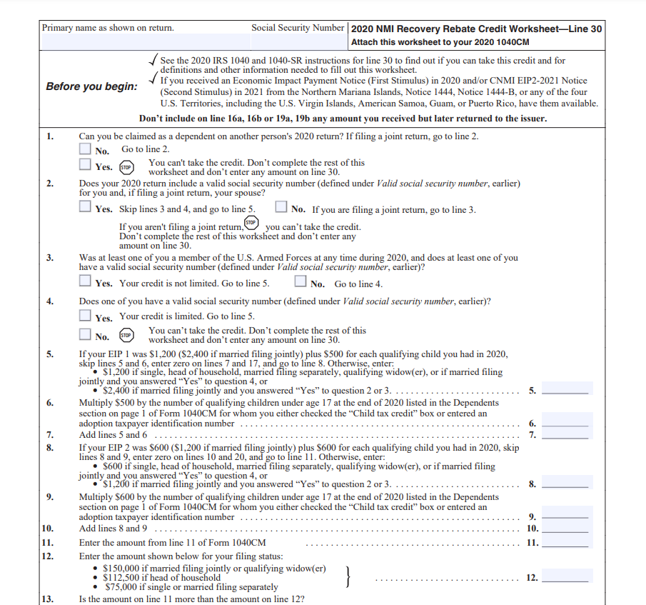 What Does The Recovery Rebate Form Look Like Bears Printable Rebate Form
