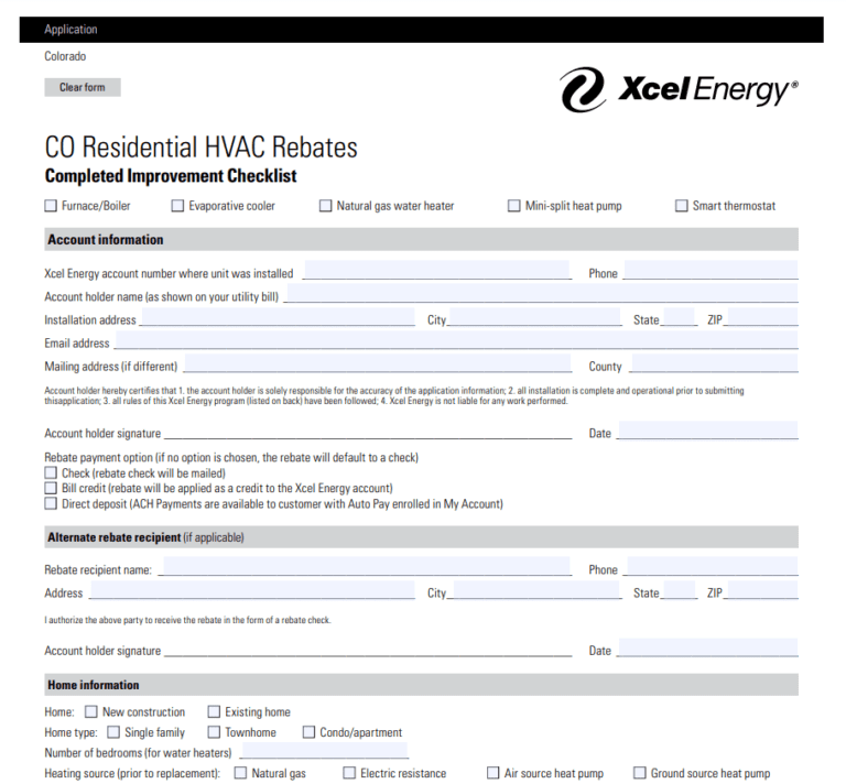 Xcel Energy Cooling Rebate Form Excel Printable Rebate Form