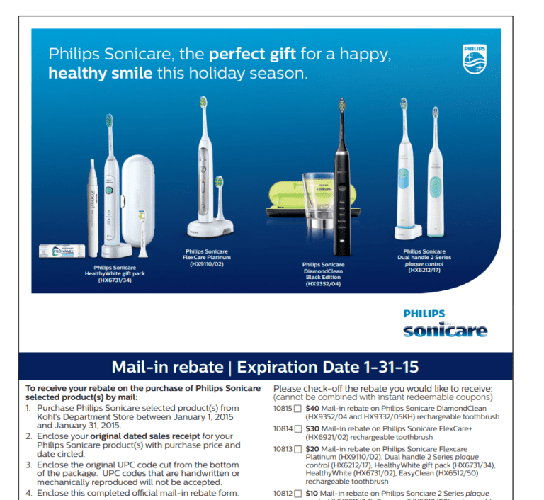 Philips Sonicare Programs Printable Rebate Form