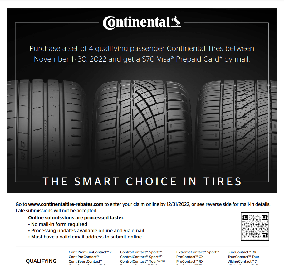 Continental Tires Rebate