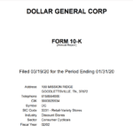Dollar General Corporation Rebate