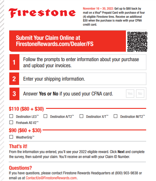 Firestone Printable Rebate Form