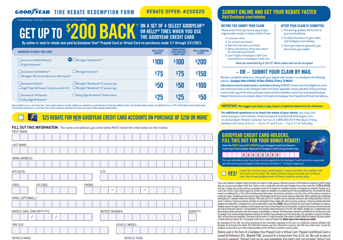 Goodyear Rebate Form 2024