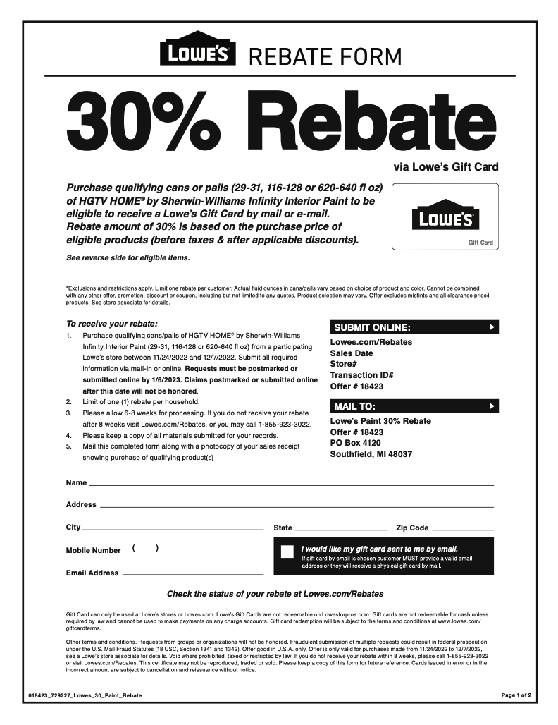 Lowes Rebate Form 2024 PrintableRebateForm