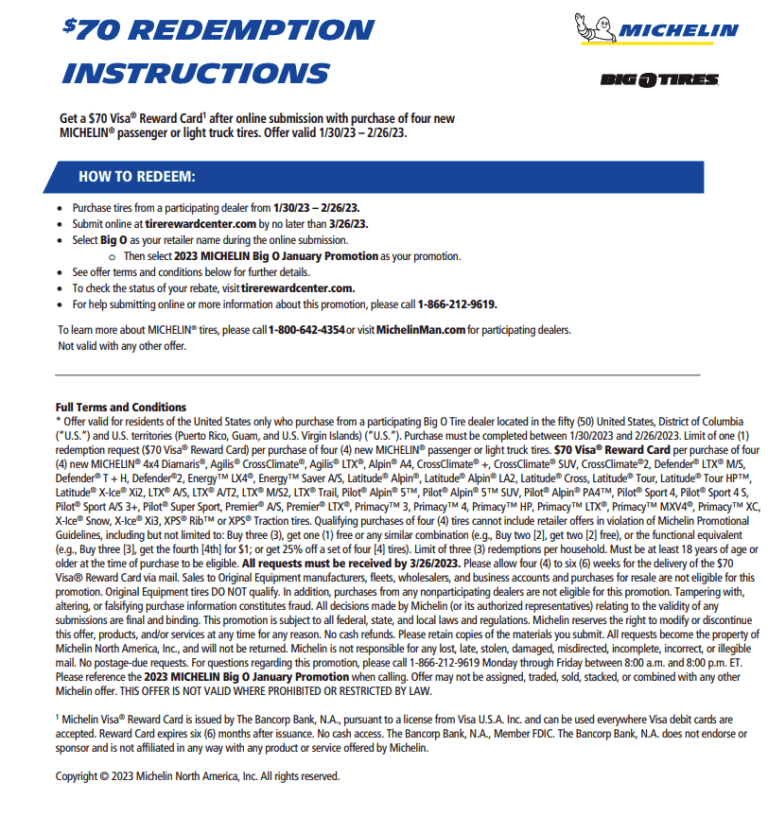 Michelin Road 5 Tires Rebate Form