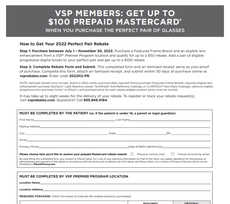 Vsp Rebate Forms Printable Rebate Form