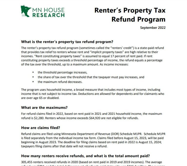 Property Tax Rent Rebate 2023