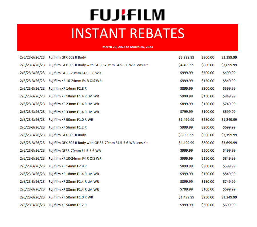 Fujifilm Rebate 2023
