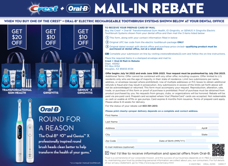 Oral B Rebate 2023 Get Money Back On Your Toothbrush Purchase 