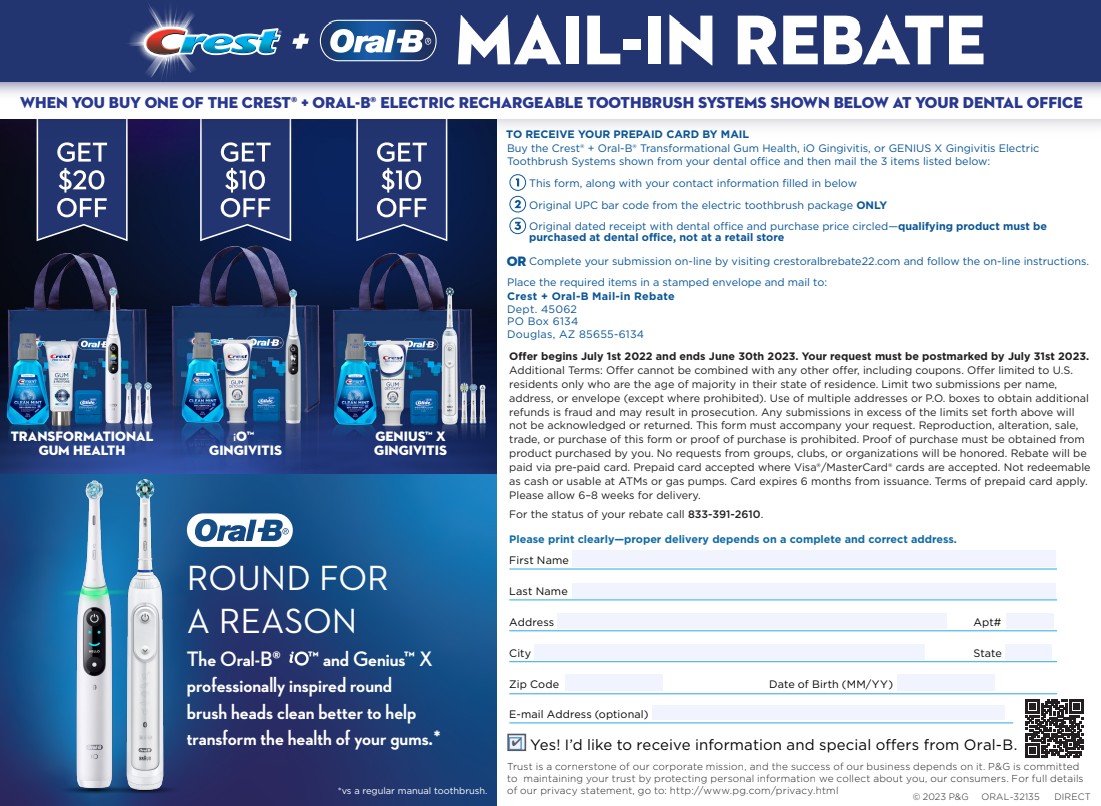 Oral B Rebate 2023 Get Money Back On Your Toothbrush Purchase PrintableRebateForm