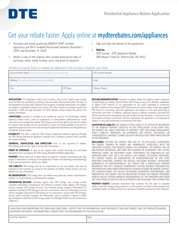 Get Latest DTE Furnace Rebate Form Here PrintableRebateForm