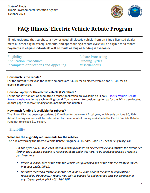 Get Latest Illinois EV Rebate Here