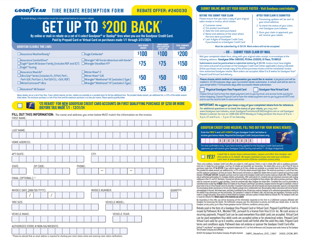 Goodyear Rebate Form 2024 Pdf PrintableRebateForm